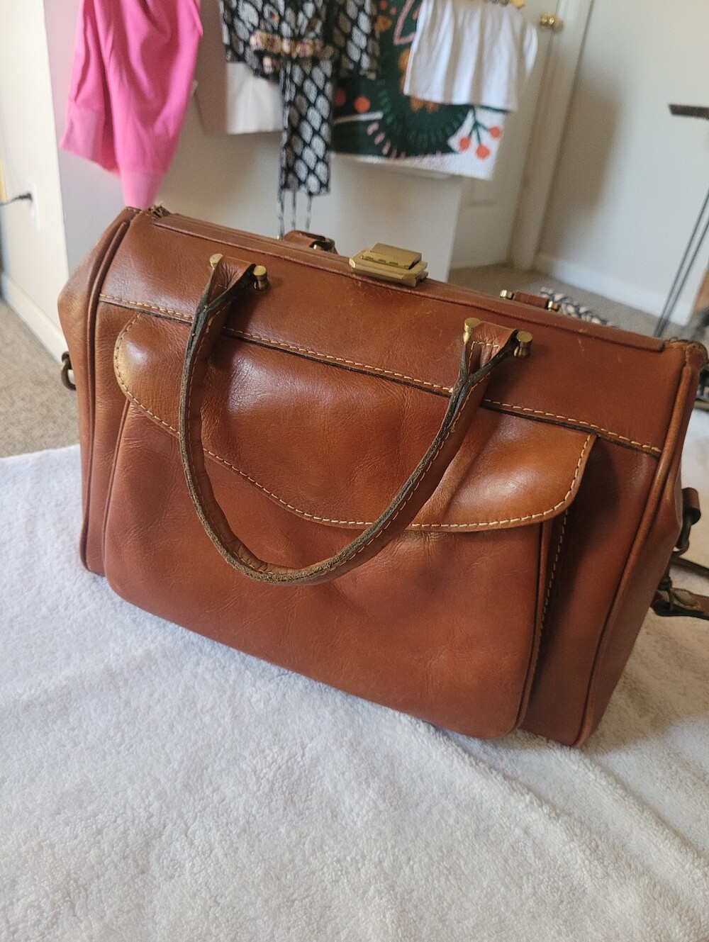 Patricia Nash Classic Brown Leather Doctor Bag Handbag